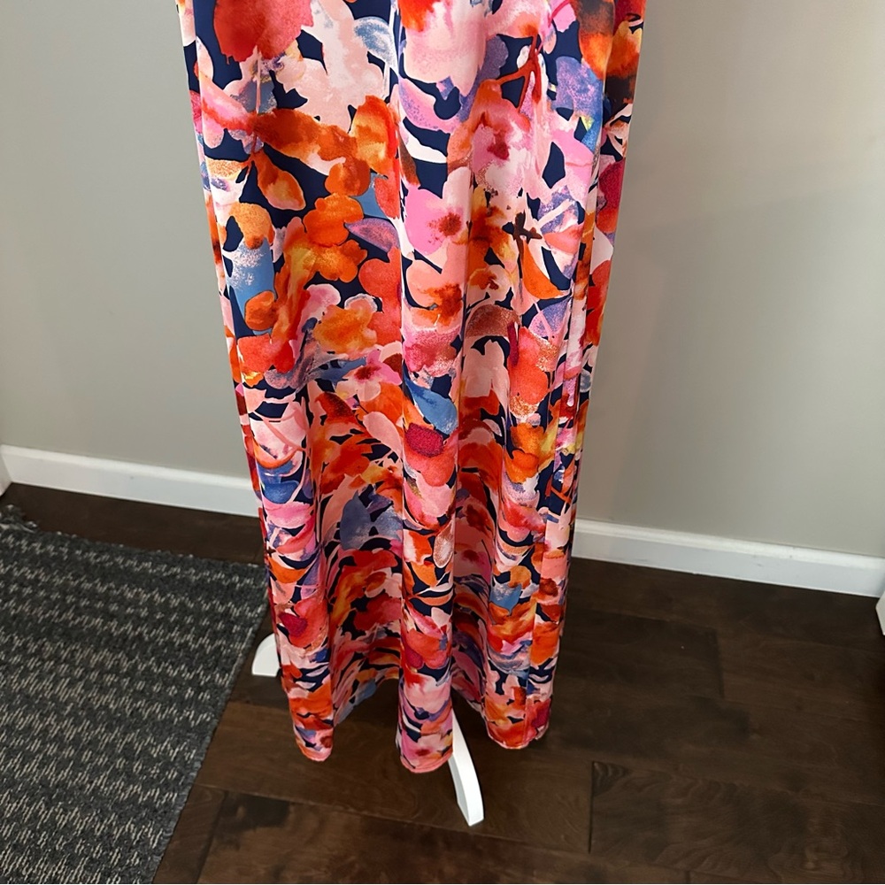 Tahari ASL Floral V-Neck Maxi Dress XSmall - Picture 4 of 11